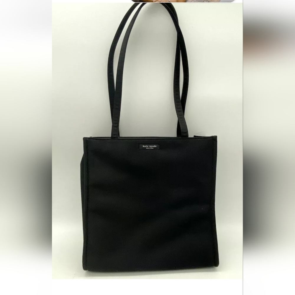Kate spade Black Microfiber Fabric Vintage Tote Polkadot Interior Casing